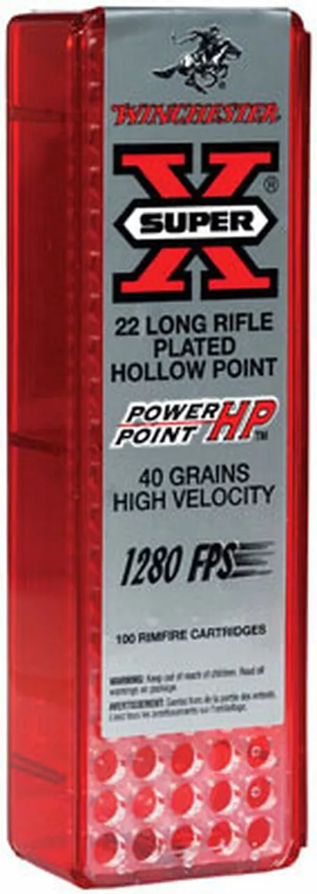 Winchester Super-X 22LR 40gr, Plated Power-Point, 100rd/Box
