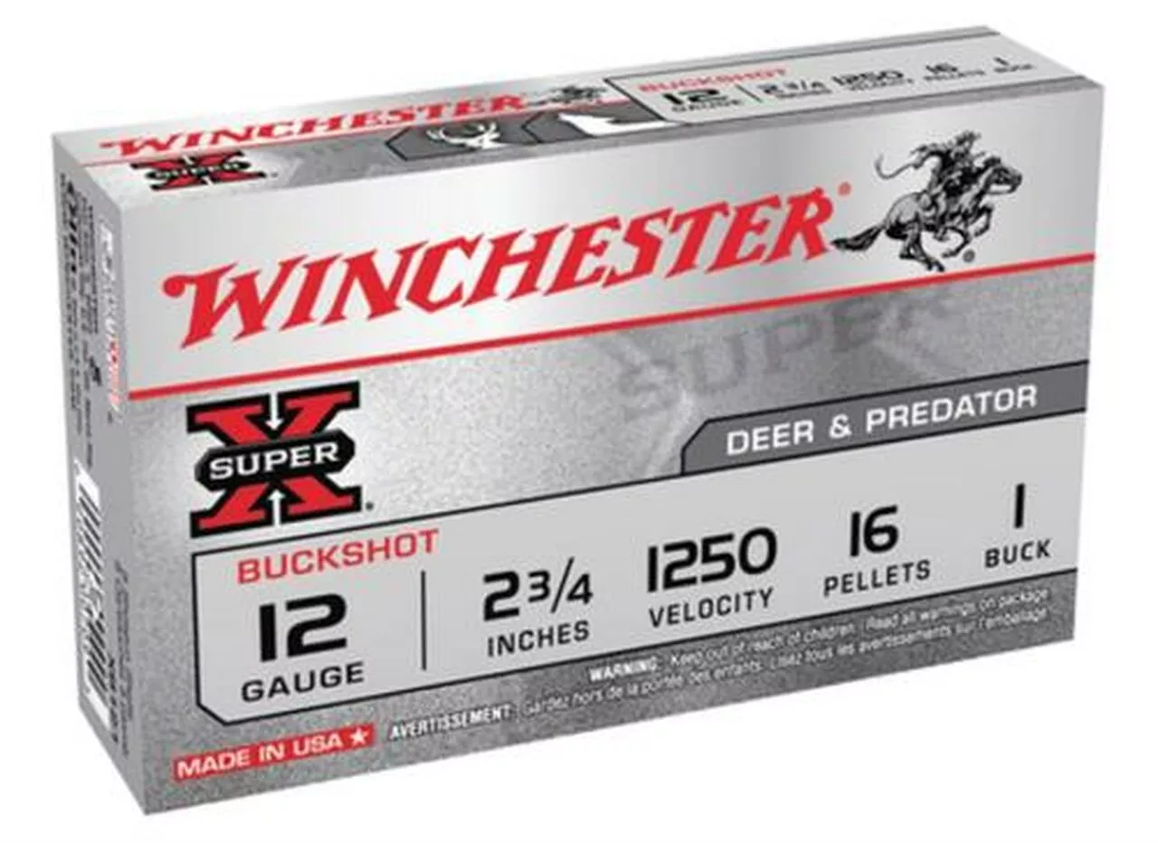 Winchester Super-X Buckshot 12 Ga, 2.75″, 16 Pellets, 1 Buck Shot, 5rd/Box