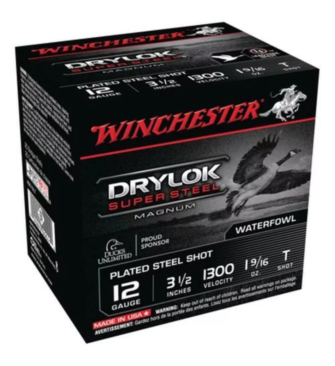Winchester Super-X Drylok Plated Super Steel 12ga, 3.5″, 1-5/8oz, T Shot, 25rd/Box