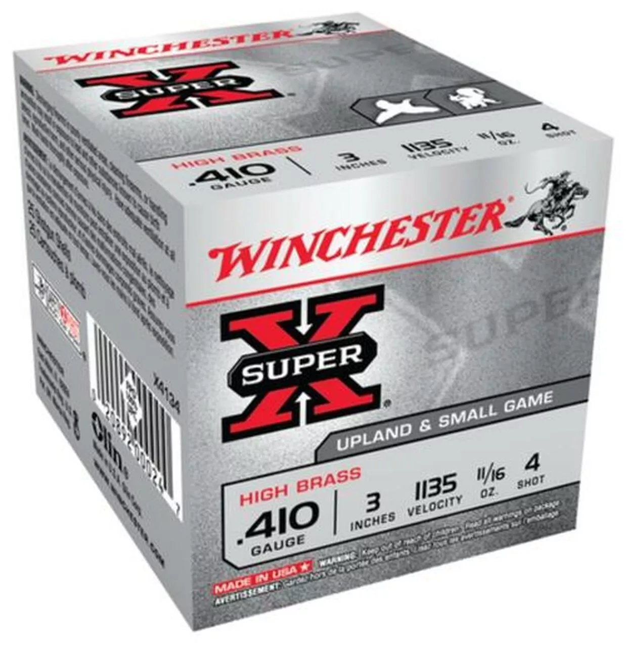 Winchester Super-X High Brass 410 ga 3″ 1/2 oz 4 Shot 25Box/10Case