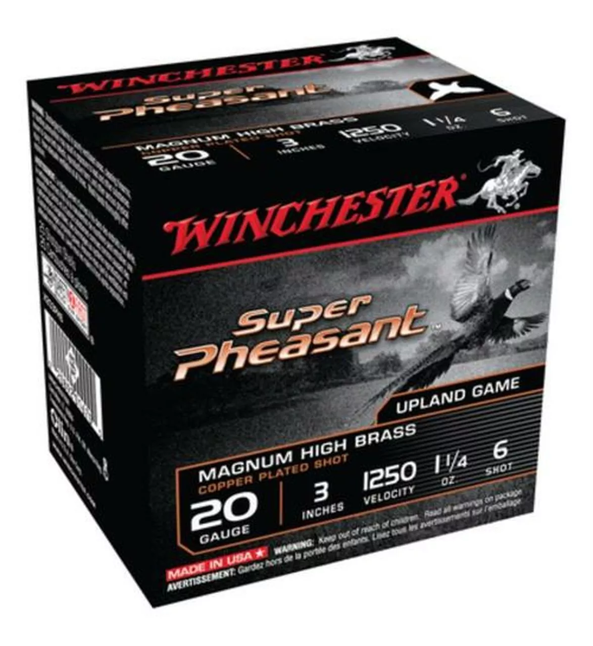 Winchester Super-X Pheasant 20 Ga, 3″, 1250 FPS, 1.25oz, 6 Shot, 25rd Box