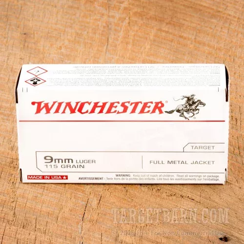 Winchester Target 9mm Luger Ammunition – 500 Rounds of 115 Grain FMJ