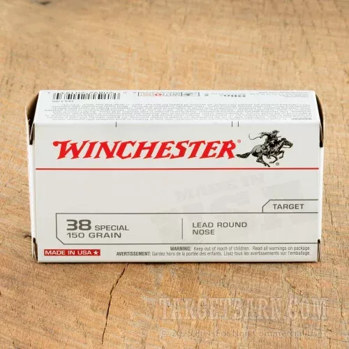 Winchester USA 38 Special Ammunition – 50 Rounds of 150 Grain LRN