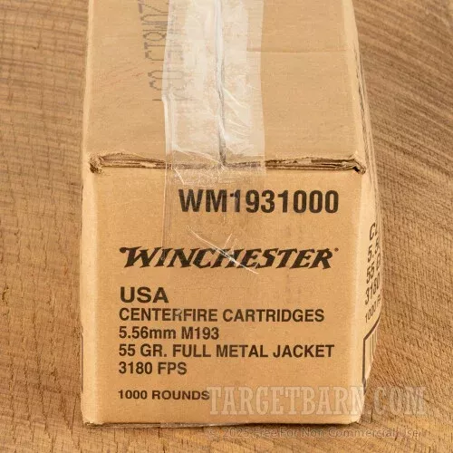 Winchester USA 5.56×45 Ammunition – 1000 Rounds of 55 Grain FMJ