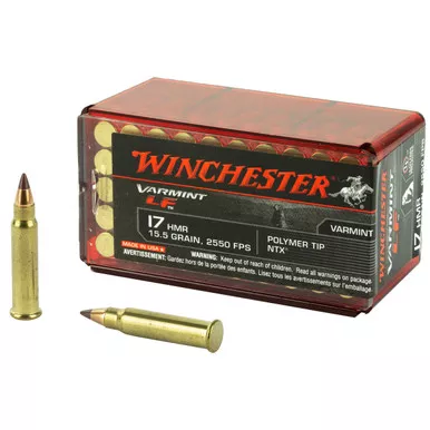 Winchester Varmint LF 17 Hornady Magnum Rimfire (HMR) Ammo 15.5 Grain Hornady NTX Polymer Tip Box of 50