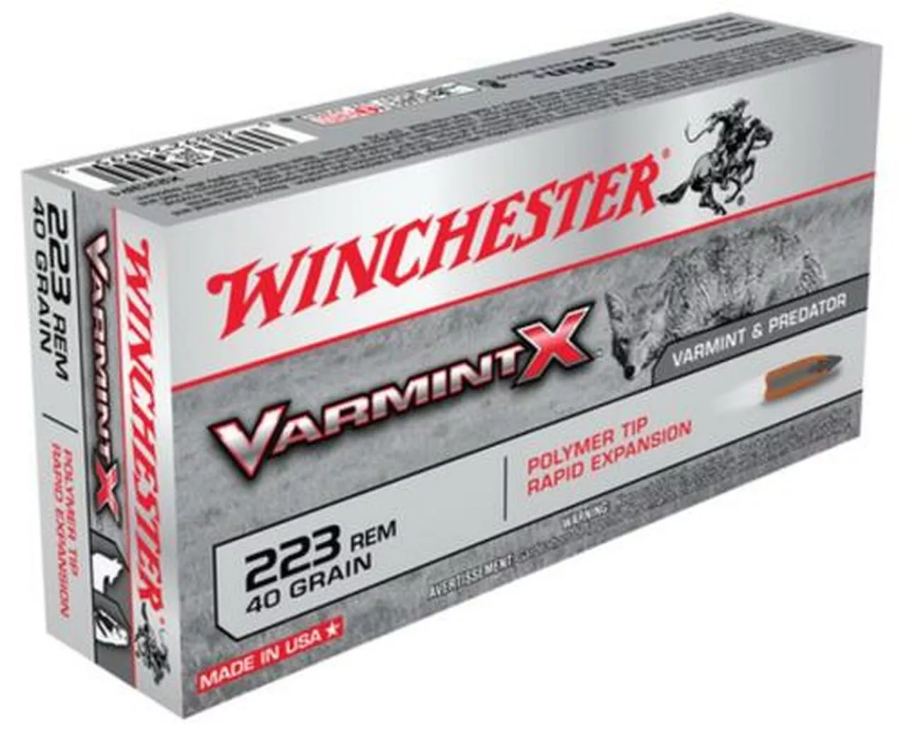 Winchester Varmint X .223 Rem 40gr, Polymer Tip, 20rd Box