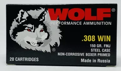 Wolf 308 Win Polyformance Ammunition 150 Grain Full Metal Jacket 20 Rounds