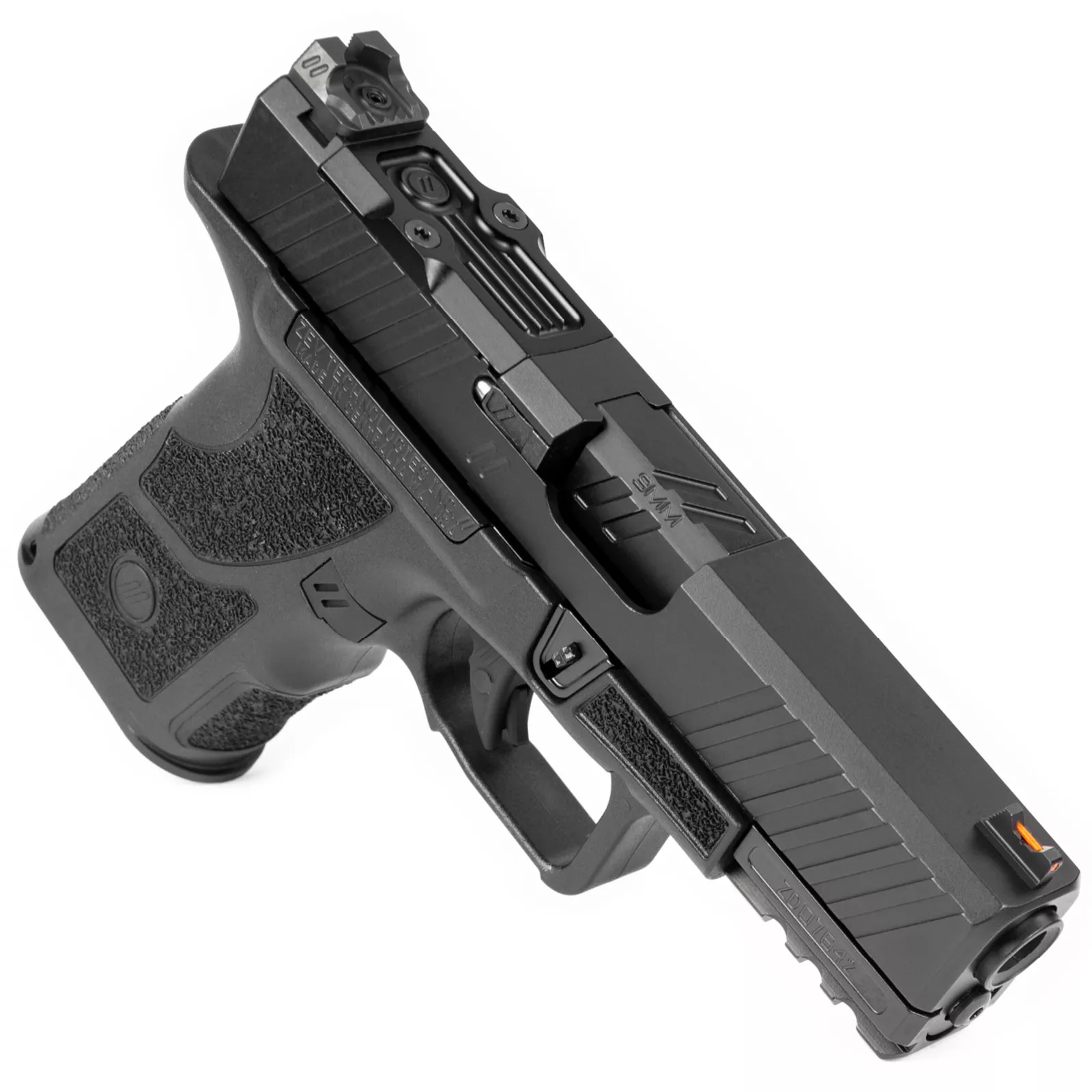 ZEV OZ9CDUTYSS OZ9 Duty Compact 9mm Luger 15+1 4”, Black, Serrated Stainless Steel Slide with Optic Cut, Polymer Frame with Picatinny Rail, Fiber Optic Combat Sights