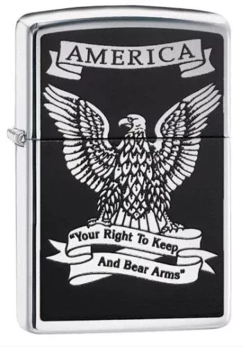 Zippo Windproof Lighter with Eagle Right to Bear Arms Artwork